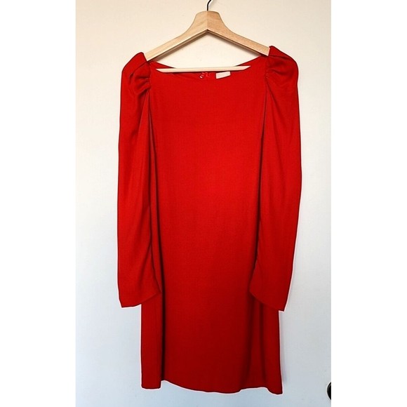 H&M Dress RED  PUFF Long Sleeve Sz 6 - Picture 1 of 13